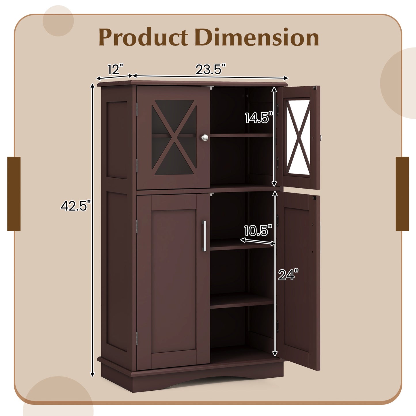 Bathroom Storage Cabinet Linen Storage Cabinet with Doors and Adjustable Shelves