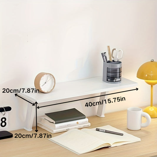 1pc Wooden Floating Desk Shelf | Rectangular Multi-Level Countertop Storage Rack, No-Drill Mount Organizer | Modern Wooden Shelf, Student Storage Rack for Youngsters, Students, Home Office