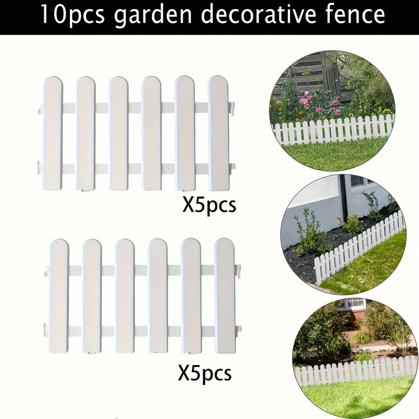 10/20/30/40pcs White PVC Garden Fence Panels - Rustic Style Durable Plastic Weather-Resistant DIY Interlocking Fence for Landscaping, Pets, Plant Support, Yard & Garden Decoration, Fence Panels, Pet Containment, Landscape Edging, Decorative Fencing