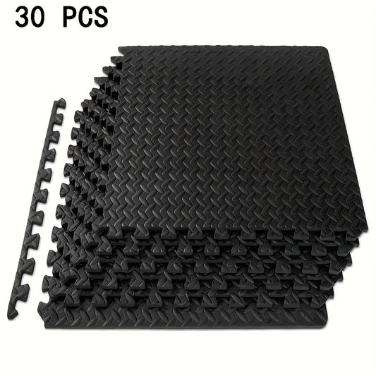 30pcs Durable EVA Foam Floor Tiles - Interlocking Waterproof Exercise Mat with Noise Reduction & Anti-Slip Diamond Pattern - Perfect for Home Gym, Easy Install & Clean