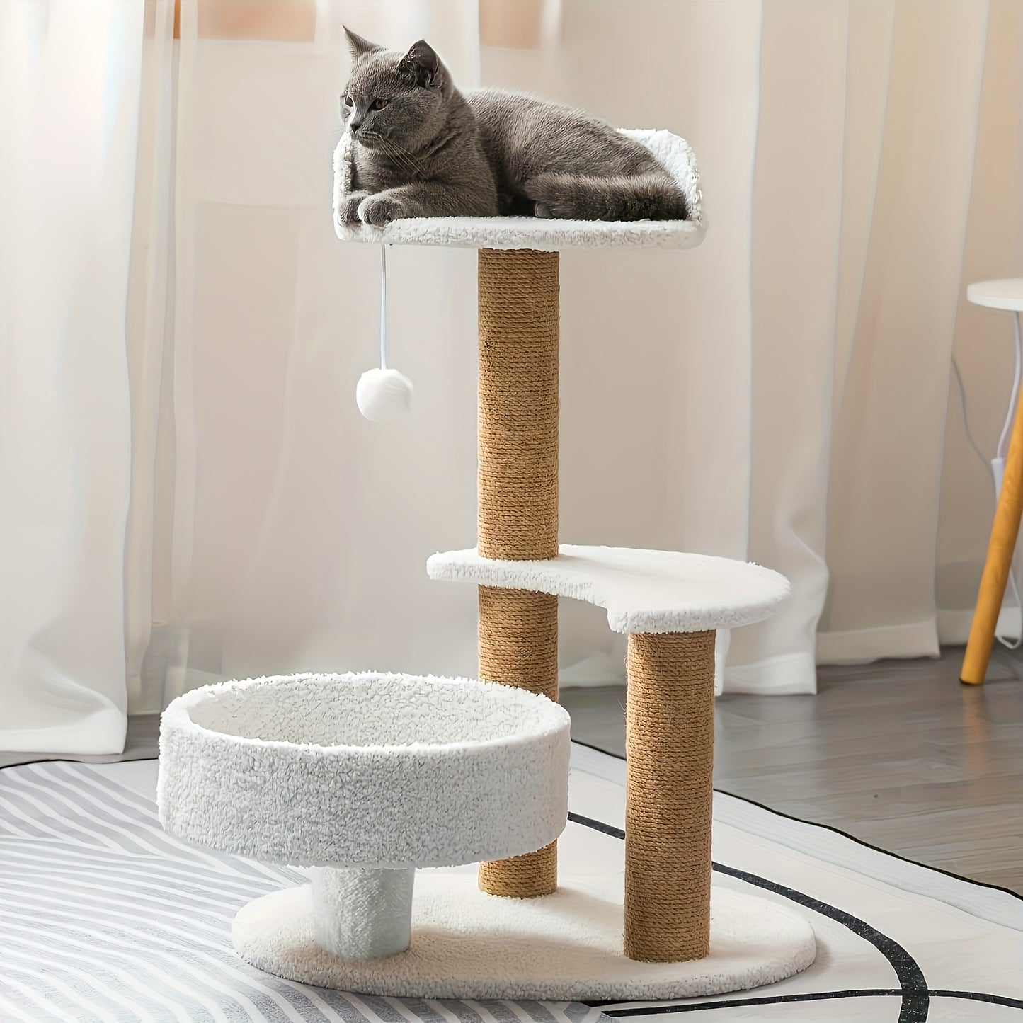 Multi-Level Cat Tree With Scratching Post And Interactive Ball Toy - Perfect Indoor Cat Furniture For Play And Rest