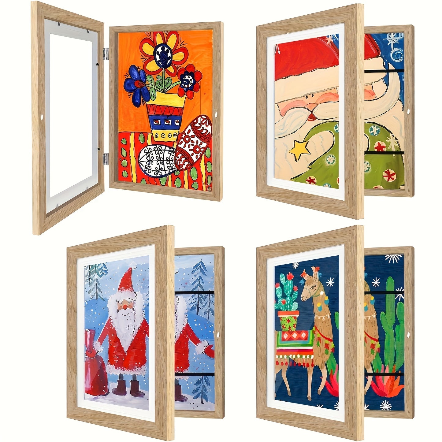 4/8pcs Recycled Wood Youngsters's Art Frames - Front-Open Replaceable 8.5x11 Picture Frames for Youngsters Drawings, Paintings & Crafts | Halloween, Christmas Gift Ideas, Keepsake Display, Wooden Art And Craft Kits
