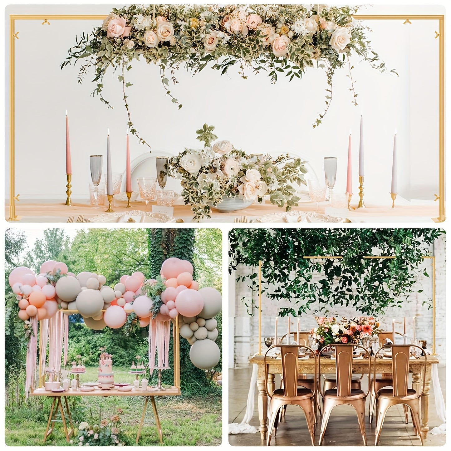 Adjustable Golden & Black Metal Tabletop Arch Stand with Clamps - Versatile Event Decor for Weddings, Parties, Holidays - Perfect for Floral Arrangements, Photo Backdrops & Festive Centerpieces - Sturdy Decorative Stand for Table Displays