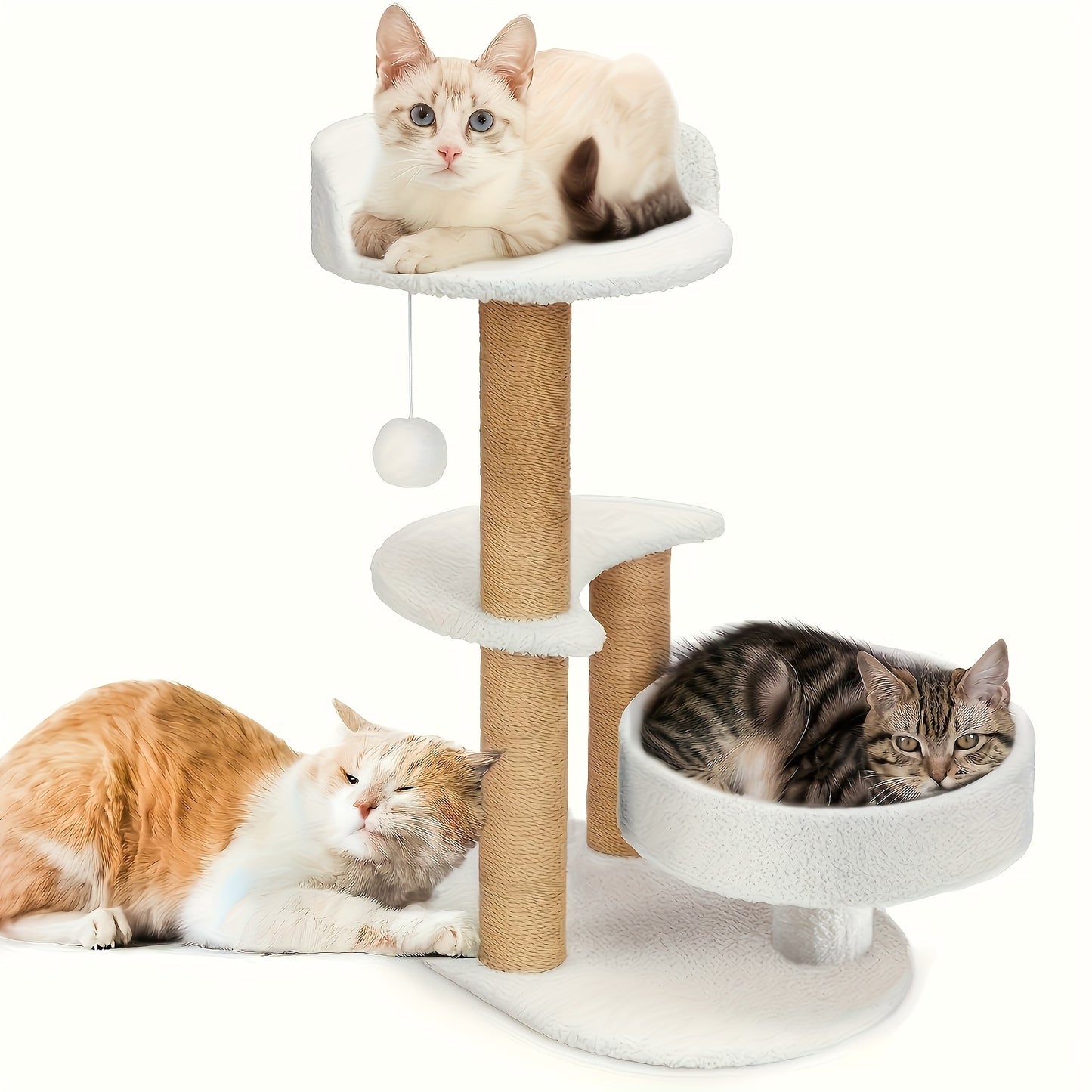 Multi-Level Cat Tree With Scratching Post And Interactive Ball Toy - Perfect Indoor Cat Furniture For Play And Rest