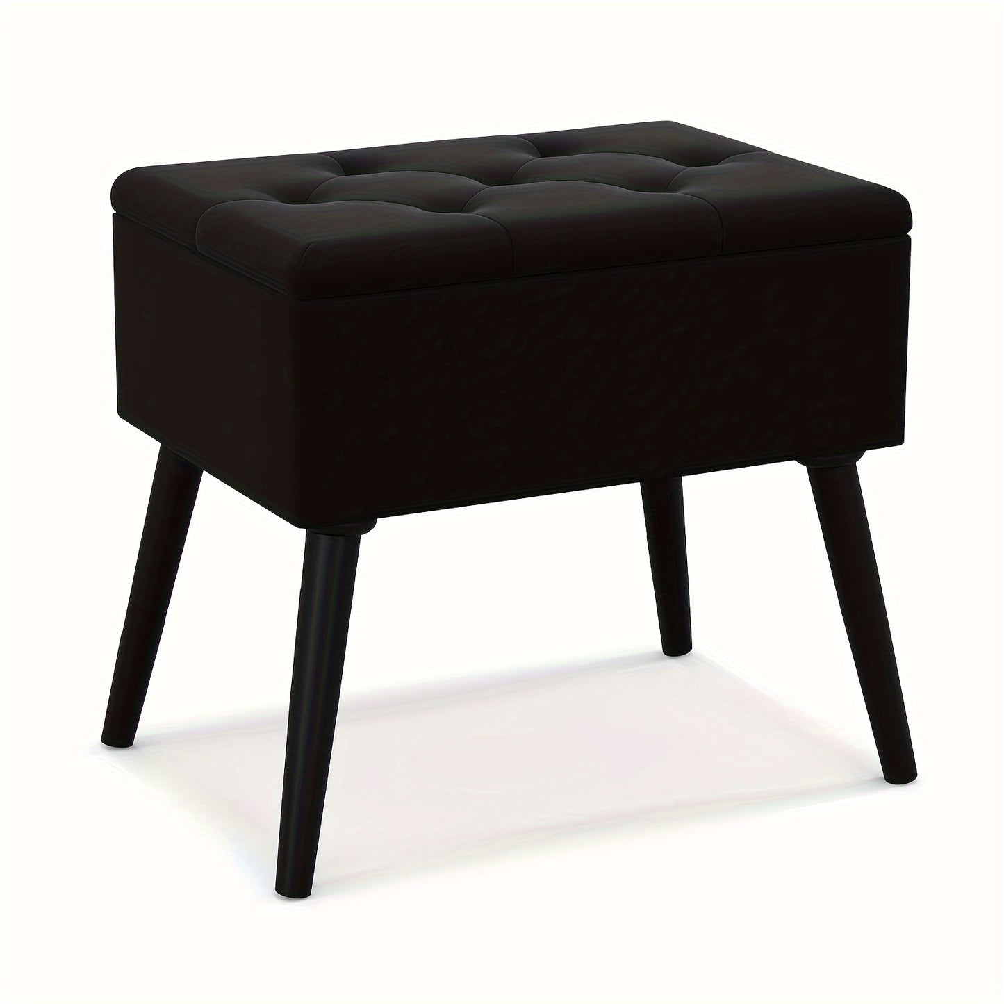 20" Ottoman With Storage - Makeup Vanity Bench With Flip Top Storage, Wood Legs, Upholstered Tufted Storage Ottoman Side Table, Footrest Entryway Stool For Bedroom Living Room.