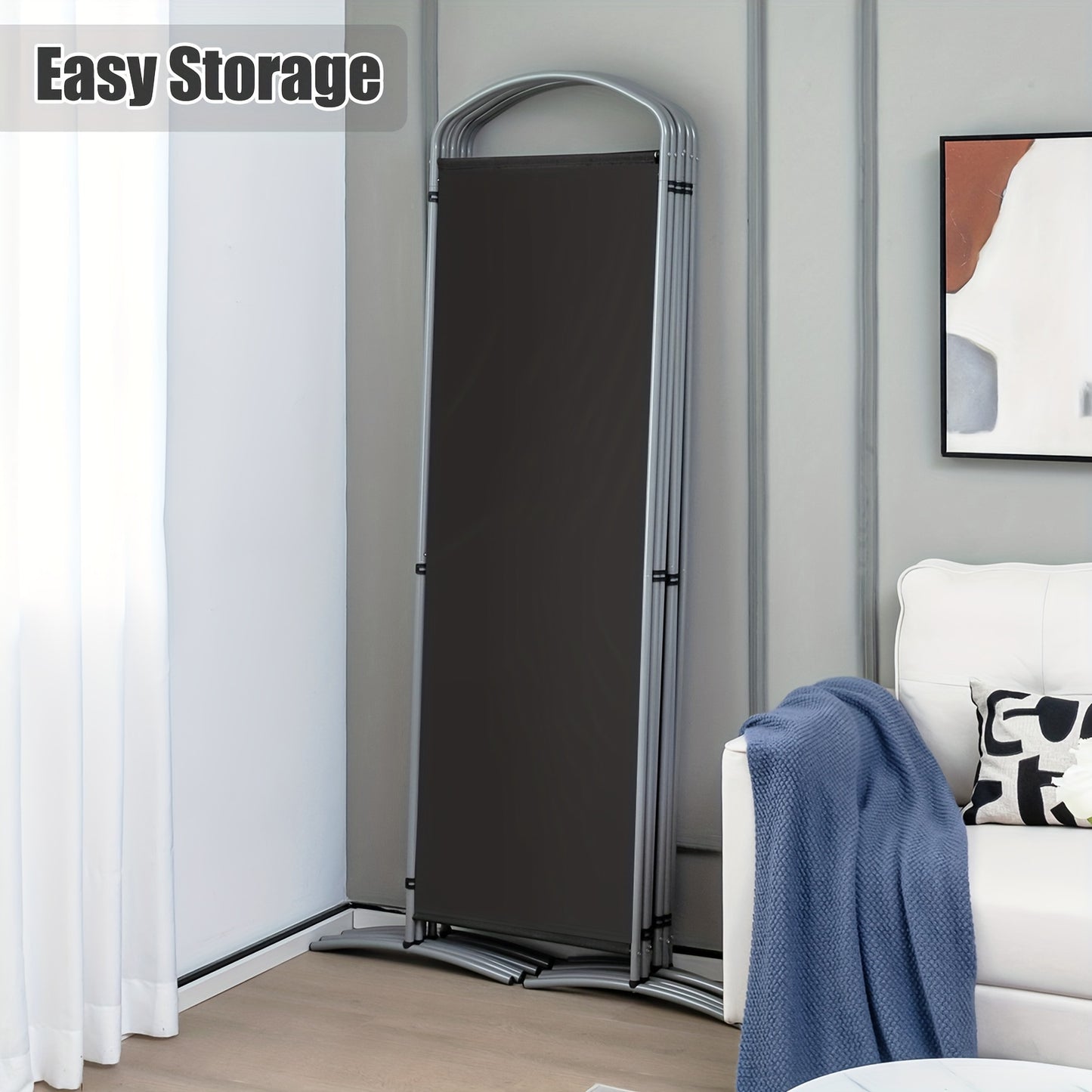 6 Panels Folding Privacy Screen 6 Ft Tall Fabric Privacy Screen for Home