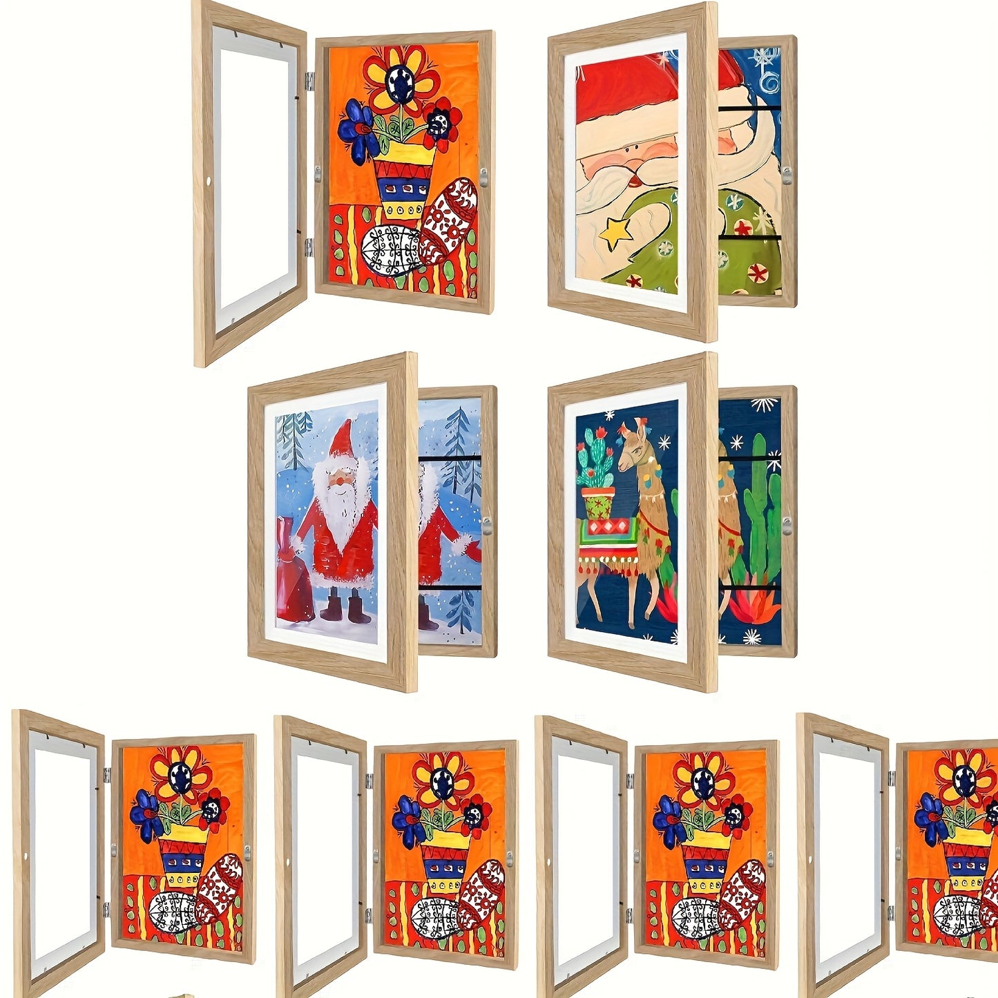 4/8pcs Recycled Wood Youngsters's Art Frames - Front-Open Replaceable 8.5x11 Picture Frames for Youngsters Drawings, Paintings & Crafts | Halloween, Christmas Gift Ideas, Keepsake Display, Wooden Art And Craft Kits