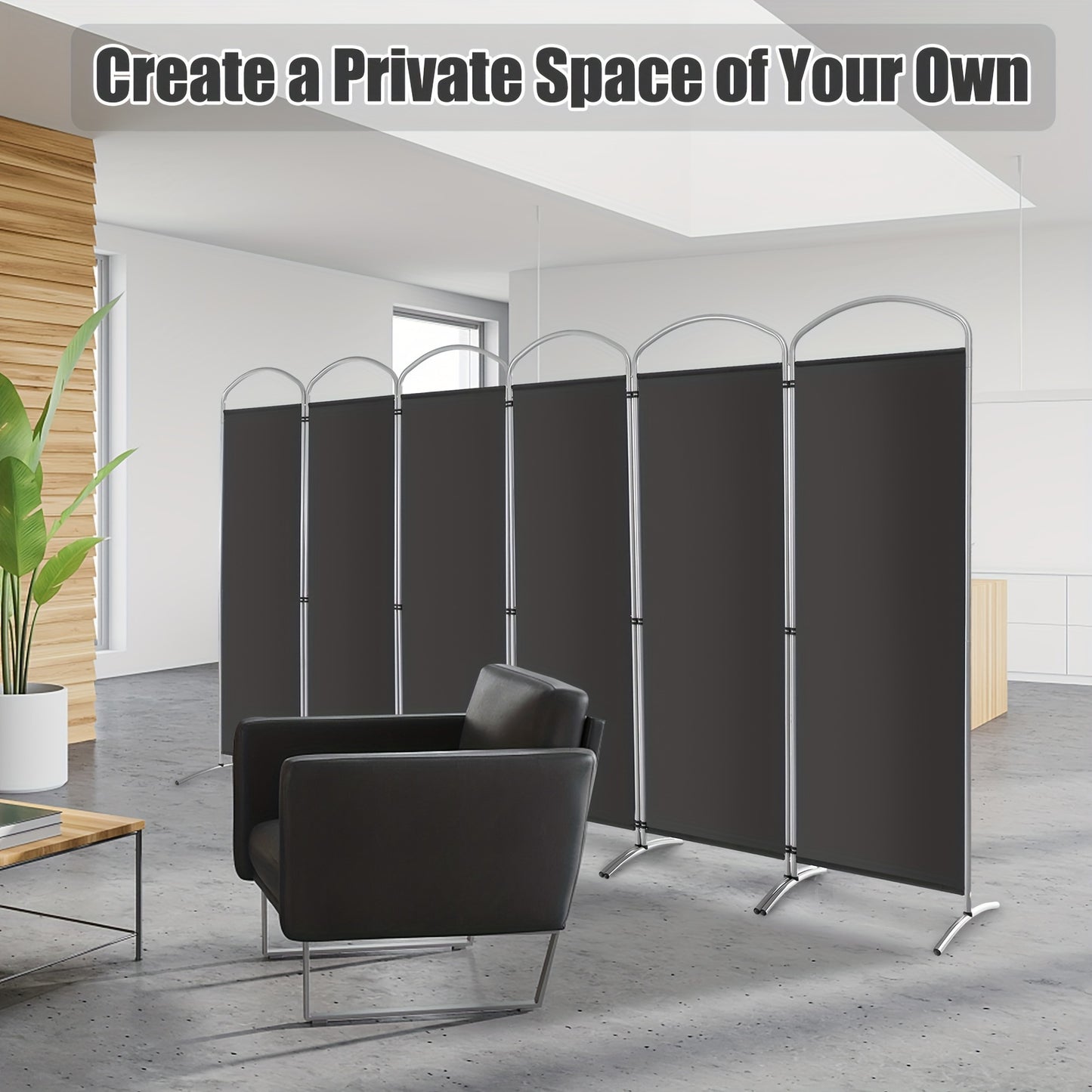 6 Panels Folding Privacy Screen 6 Ft Tall Fabric Privacy Screen for Home