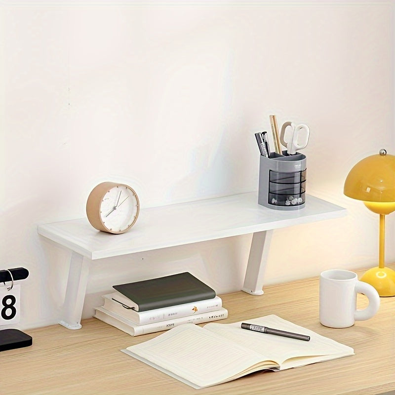 1pc Wooden Floating Desk Shelf | Rectangular Multi-Level Countertop Storage Rack, No-Drill Mount Organizer | Modern Wooden Shelf, Student Storage Rack for Youngsters, Students, Home Office