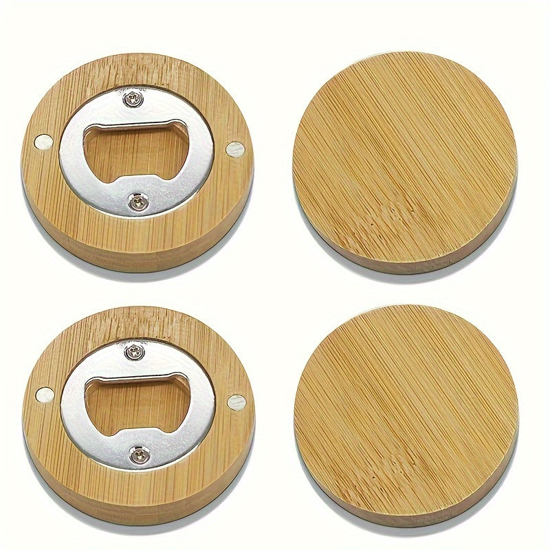 20/40/80/160pcs Round Bamboo Magnetic Bottle Opener, DIY Fridge Magnet, Blank Bamboo Opener For Weddings And Home Kitchen, Unique Guest Favors And Gifts