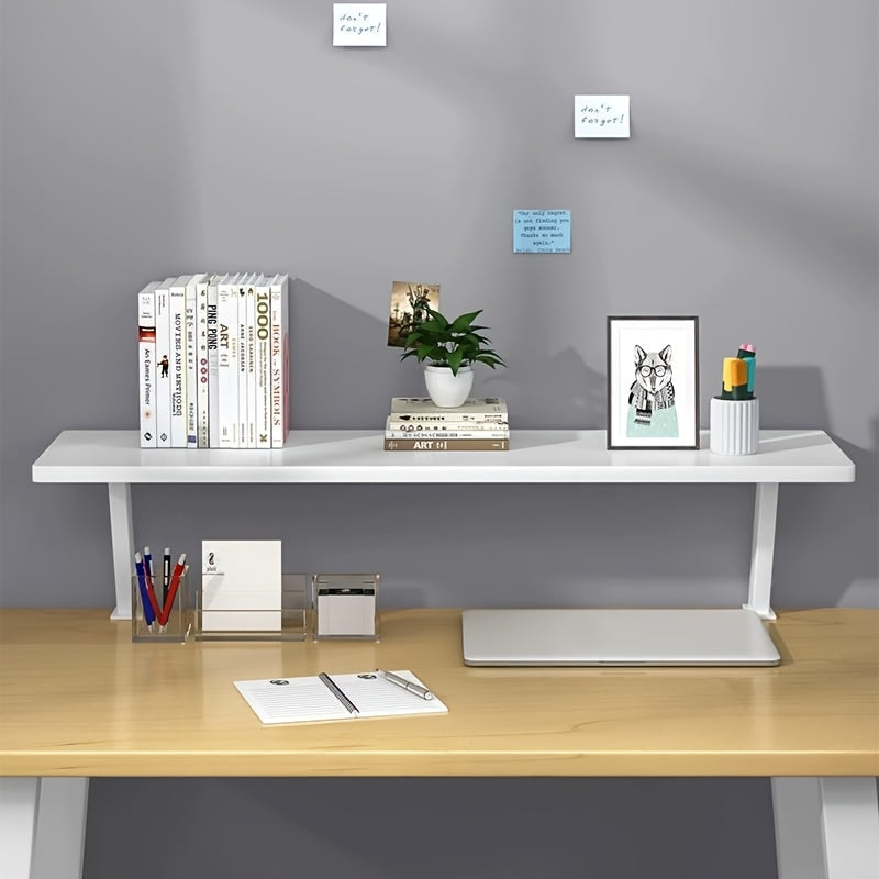 1pc Wooden Floating Desk Shelf | Rectangular Multi-Level Countertop Storage Rack, No-Drill Mount Organizer | Modern Wooden Shelf, Student Storage Rack for Youngsters, Students, Home Office