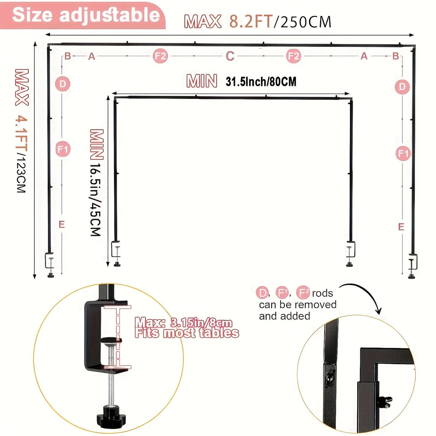 Adjustable Golden & Black Metal Tabletop Arch Stand with Clamps - Versatile Event Decor for Weddings, Parties, Holidays - Perfect for Floral Arrangements, Photo Backdrops & Festive Centerpieces - Sturdy Decorative Stand for Table Displays