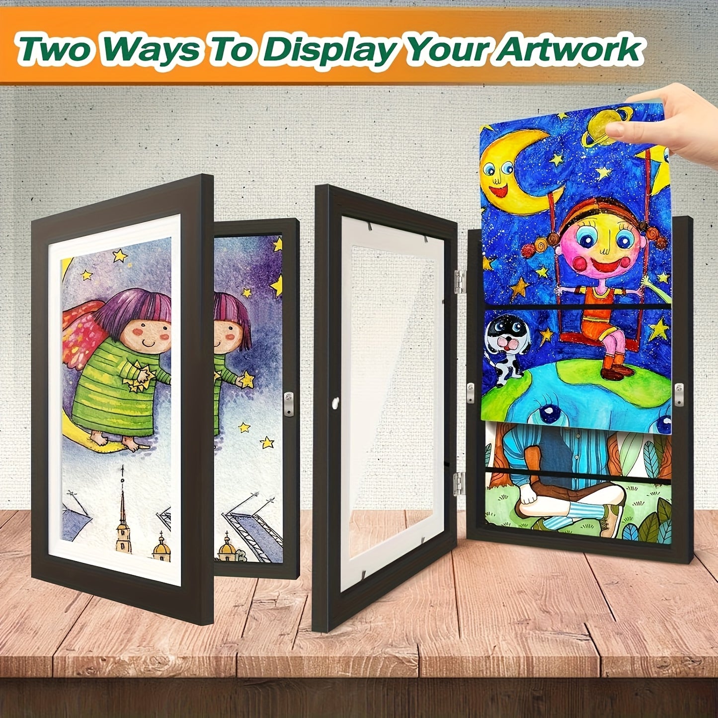 4/8pcs Recycled Wood Youngsters's Art Frames - Front-Open Replaceable 8.5x11 Picture Frames for Youngsters Drawings, Paintings & Crafts | Halloween, Christmas Gift Ideas, Keepsake Display, Wooden Art And Craft Kits