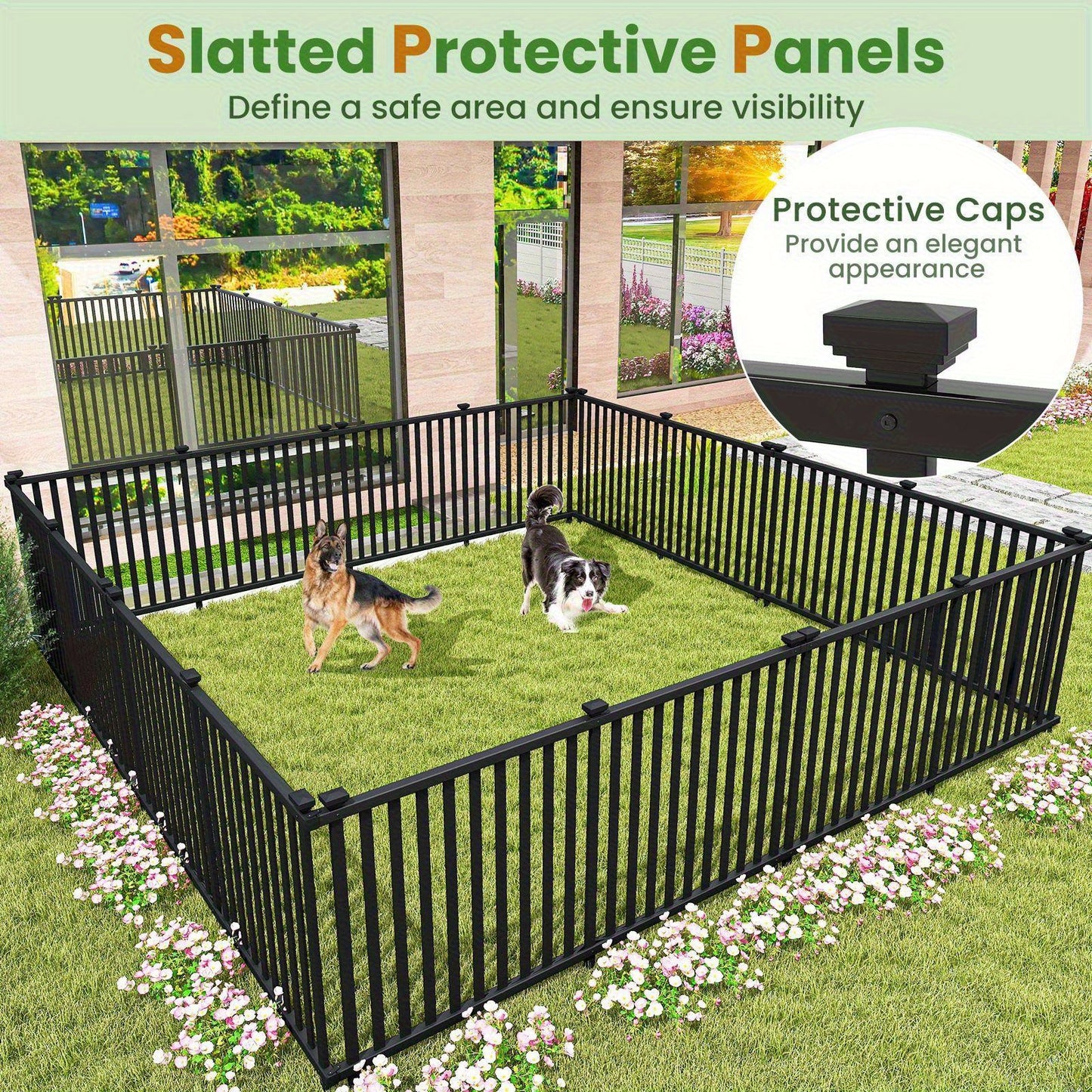 80"L x 51"H Patio Outdoor Fence Set of 2, PVC Picket Fence Panels, Decorative Privacy Screen Kit, Plastic Dog Fencing Pool Equipment Enclosure, Temporary Fence for Yard Pool Garden Yard