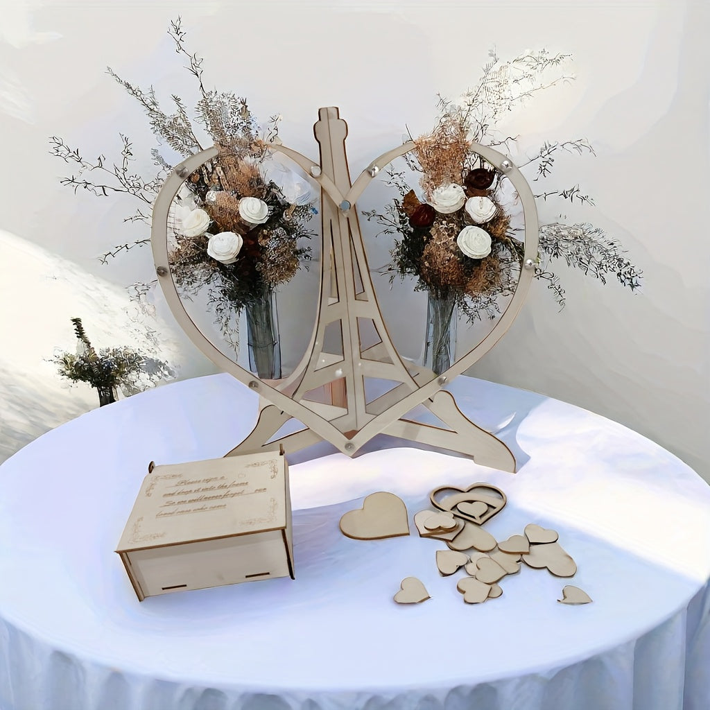 Wooden & Acrylic Love Heart Guestbook Box With 60/80pcs Interchangeable Hearts - Romantic Guest Message Display For Weddings, Housewarming & Bachelor Parties - Handcrafted, No Electricity Needed