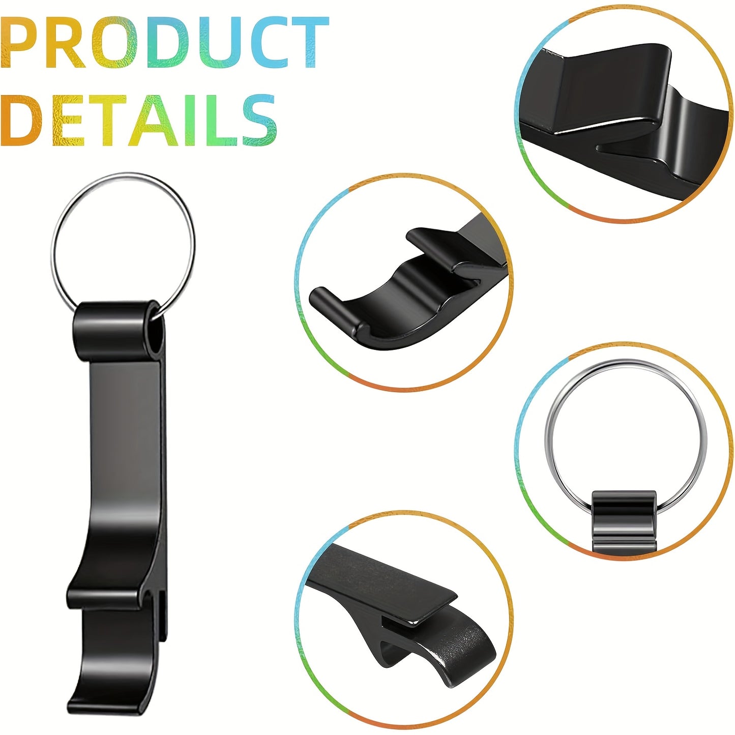 Heavy-Duty Bottle Opener Keychains - Engraved Text, Stainless Steel with Loop
