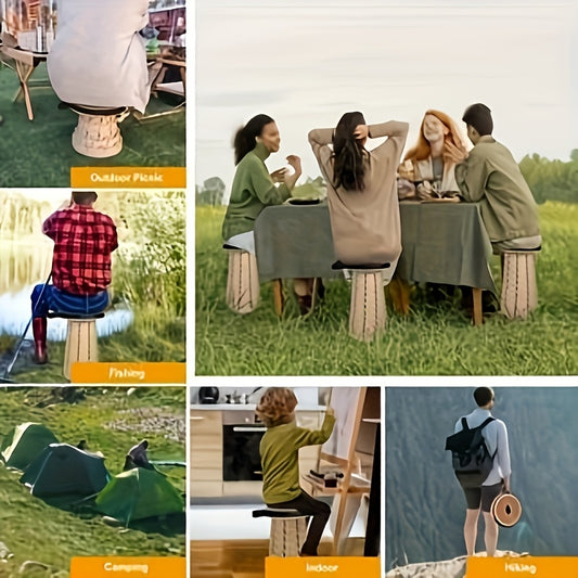 Ultra-Comfort Portable Folding Stool With PU Cushion - 12-Level, 500lb Capacity, Ideal For Camping, Fishing, Hiking & BBQs