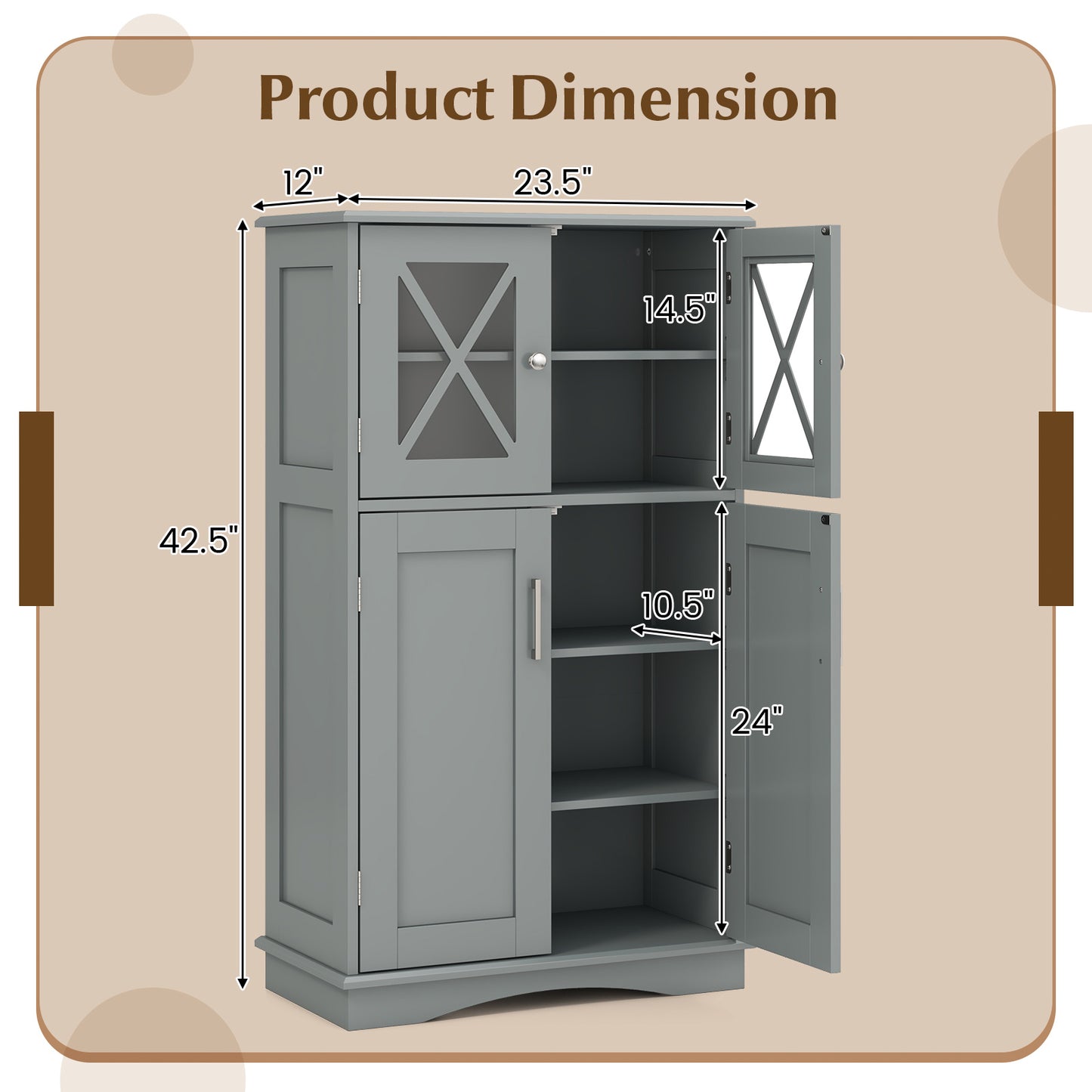 Bathroom Storage Cabinet Linen Storage Cabinet with Doors and Adjustable Shelves