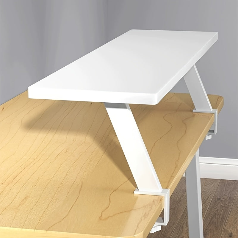 1pc Wooden Floating Desk Shelf | Rectangular Multi-Level Countertop Storage Rack, No-Drill Mount Organizer | Modern Wooden Shelf, Student Storage Rack for Youngsters, Students, Home Office