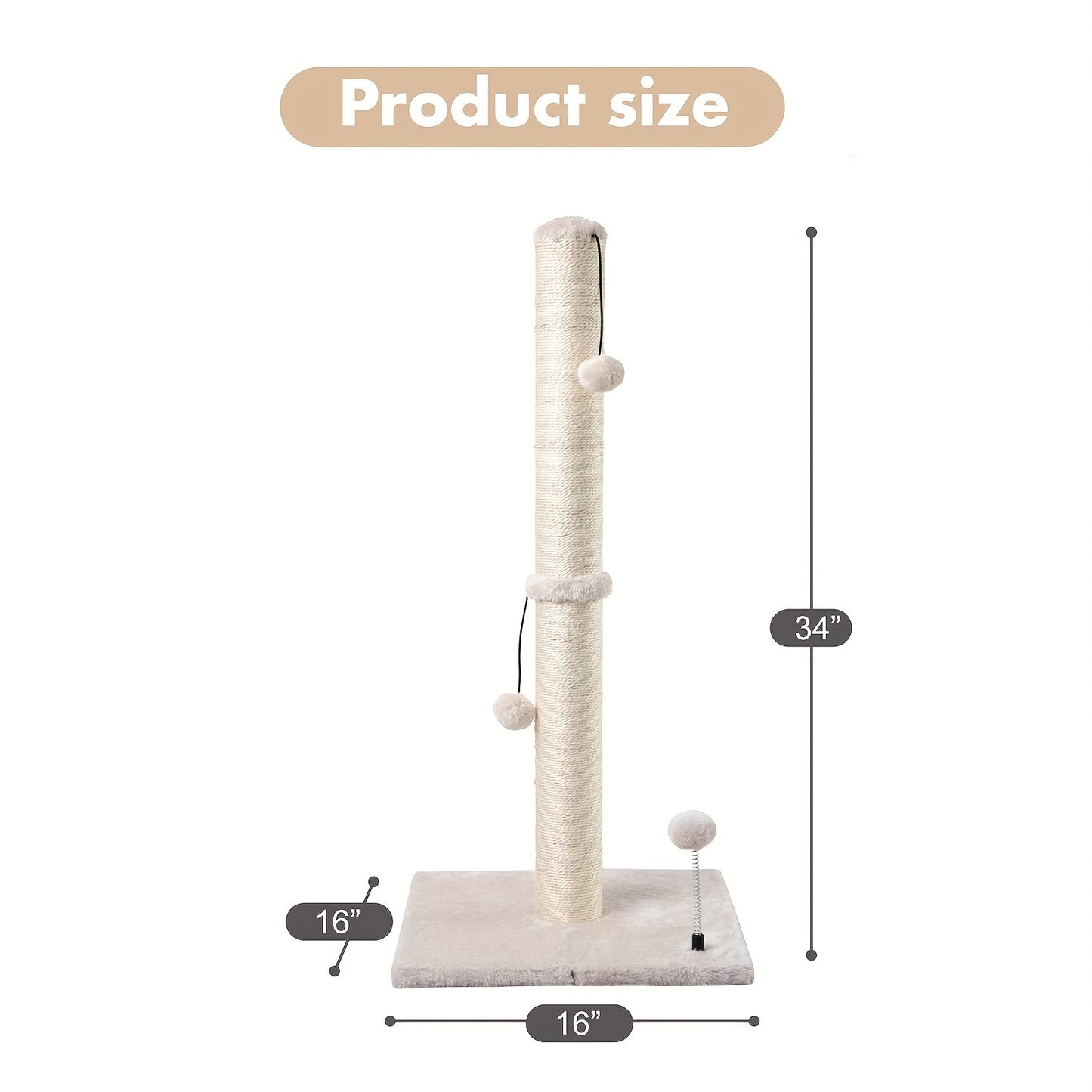 ECOBOOM 34" Tall Cat Scratching Post Kitten Scratcher Sisal Scratch Posts Trees With Hanging Ball For Indoor Cats