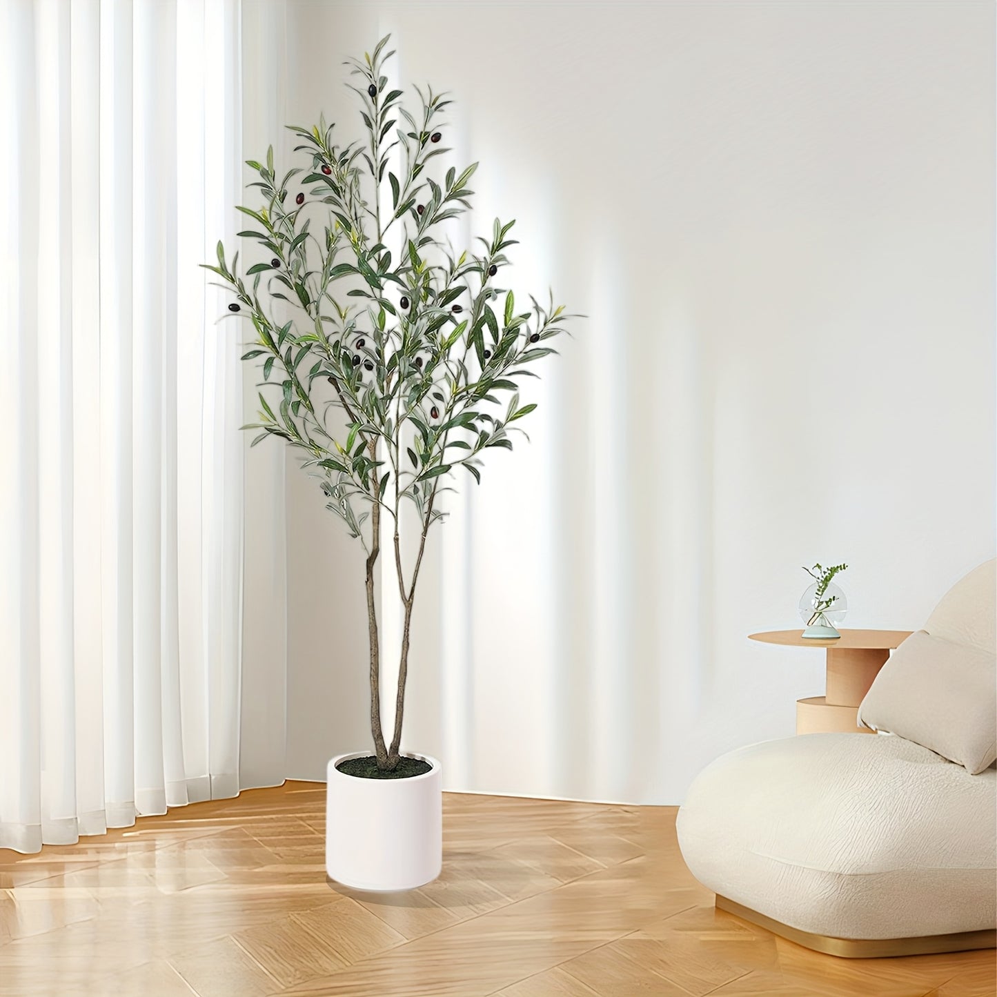 Artificial Olive Trees, 5/6/7 Ft Tall Fake Olive Trees For Indoor, Faux Olive Tree, Large Olive Plants With White Planter For Home Decor And Housewarming Gift