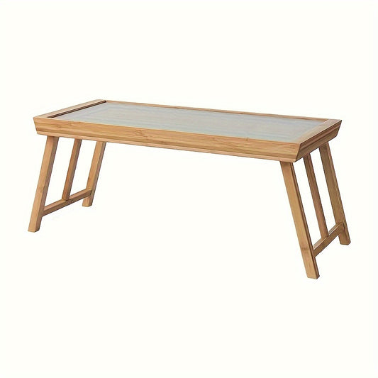 Solid Hardwood Folding Coffee Table - Portable Modern Minimalist Sofa Table with Sturdy A-Frame Design, No Assembly Required, Indoor/Outdoor Use for Living Room, Bedroom, Office, Camping - Space-Saving Durable Furniture