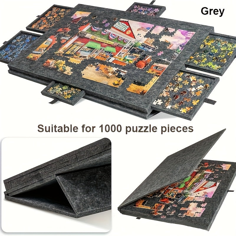 1000/1500pcs Large Jigsaw Puzzle Board with 6-Drawer Storage System, Foldable Table with Built-In Stand & Protective Cover - Portable Organizer with Puzzle Piece Holders, Space-Saving Design for Easy Assembly & Storage