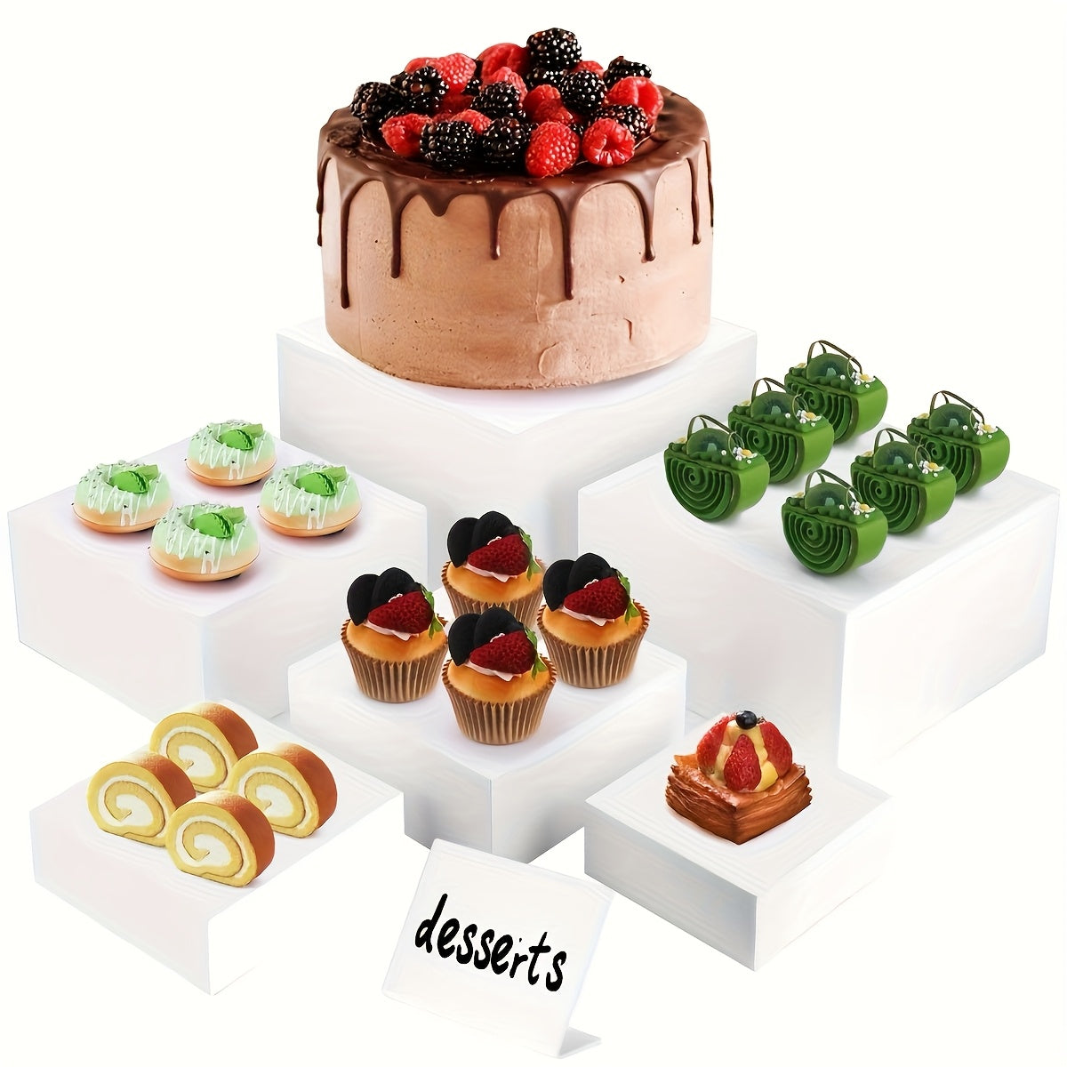 6pcs Clear Acrylic Display Boxes - Durable Stackable Individual Cubes for Jewelry, Cupcakes, Donuts & Desserts, Modern Decor, Versatile Storage