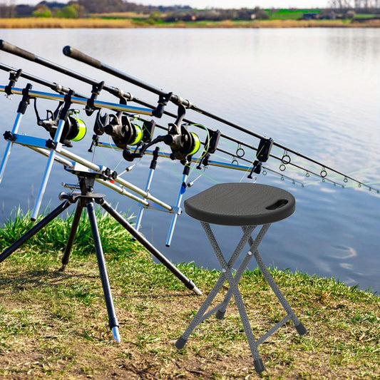 Set of 4 Folding Stools, Portable Camping Chairs with Handle, 18" Foldable Stools for Adults, Indoor Outdoor Stools for Fishing Travel Gardening Home, 330 LBS Capacity