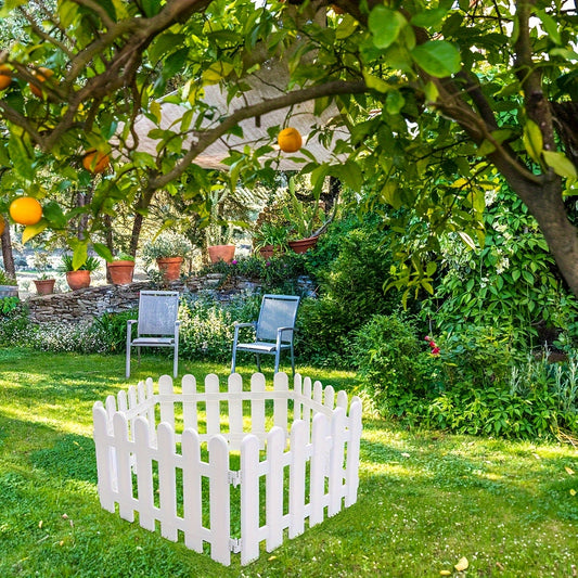 10/20/30/40pcs White PVC Garden Fence Panels - Rustic Style Durable Plastic Weather-Resistant DIY Interlocking Fence for Landscaping, Pets, Plant Support, Yard & Garden Decoration, Fence Panels, Pet Containment, Landscape Edging, Decorative Fencing