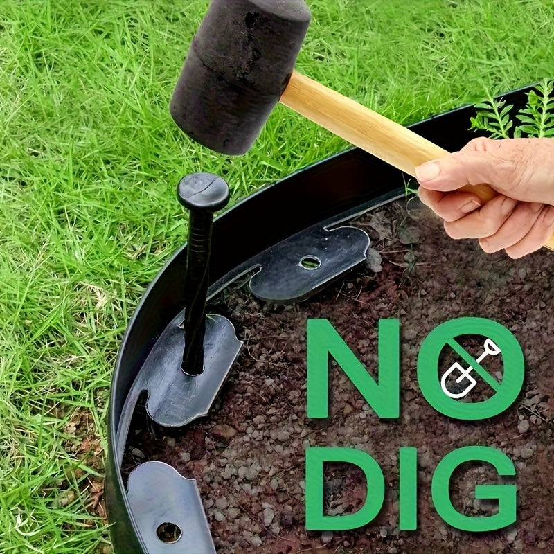 33ft No-Dig Flexible Garden Edging Strip with 30 Anchoring Spikes