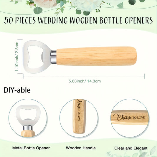 20pcs Recycled Wooden Bottle Openers - DIY Engraved Wedding Favors, Beer & Wine Openers for Weddings, Birthdays, Graduation, Christmas, Father'S Day Parties, Event Accessories, Natural Wood Design, Quality Craftsmanship