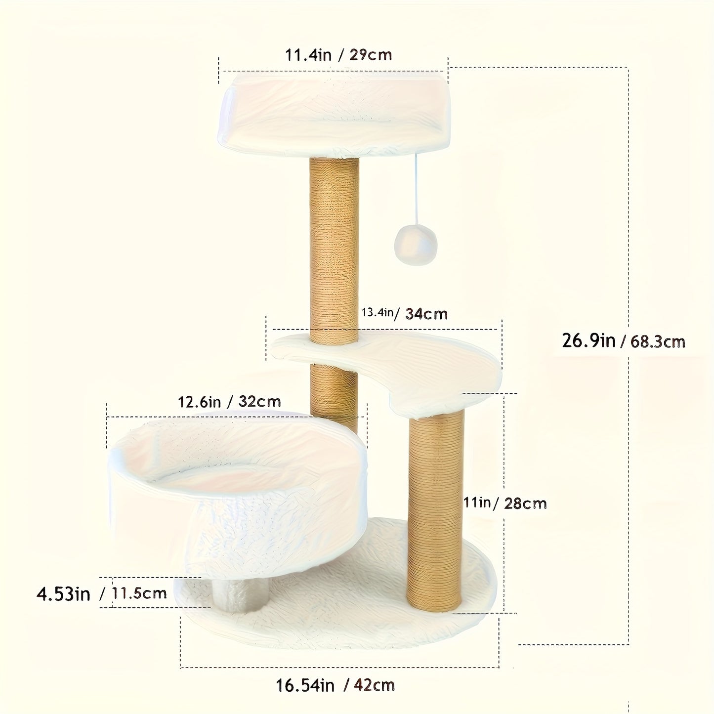 Multi-Level Cat Tree With Scratching Post And Interactive Ball Toy - Perfect Indoor Cat Furniture For Play And Rest