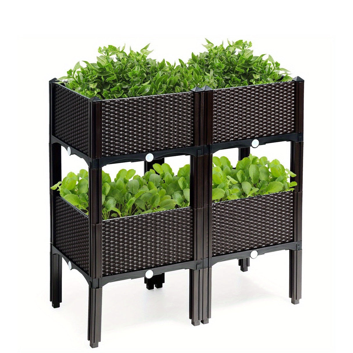 Set of 4 Raised Garden Bed Elevated Flower Vegetable Herb Grow Planter Box Brown