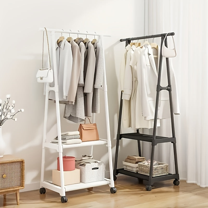 Freestanding Metal Clothes Rack with Wheels, Multi-Layer Storage Organizer, Multipurpose Hanging Coat and Clothes Stand for Home, Kitchen, Wardrobe Organization, 176.37LB Max Weight Capacity, Ideal Christmas Gift