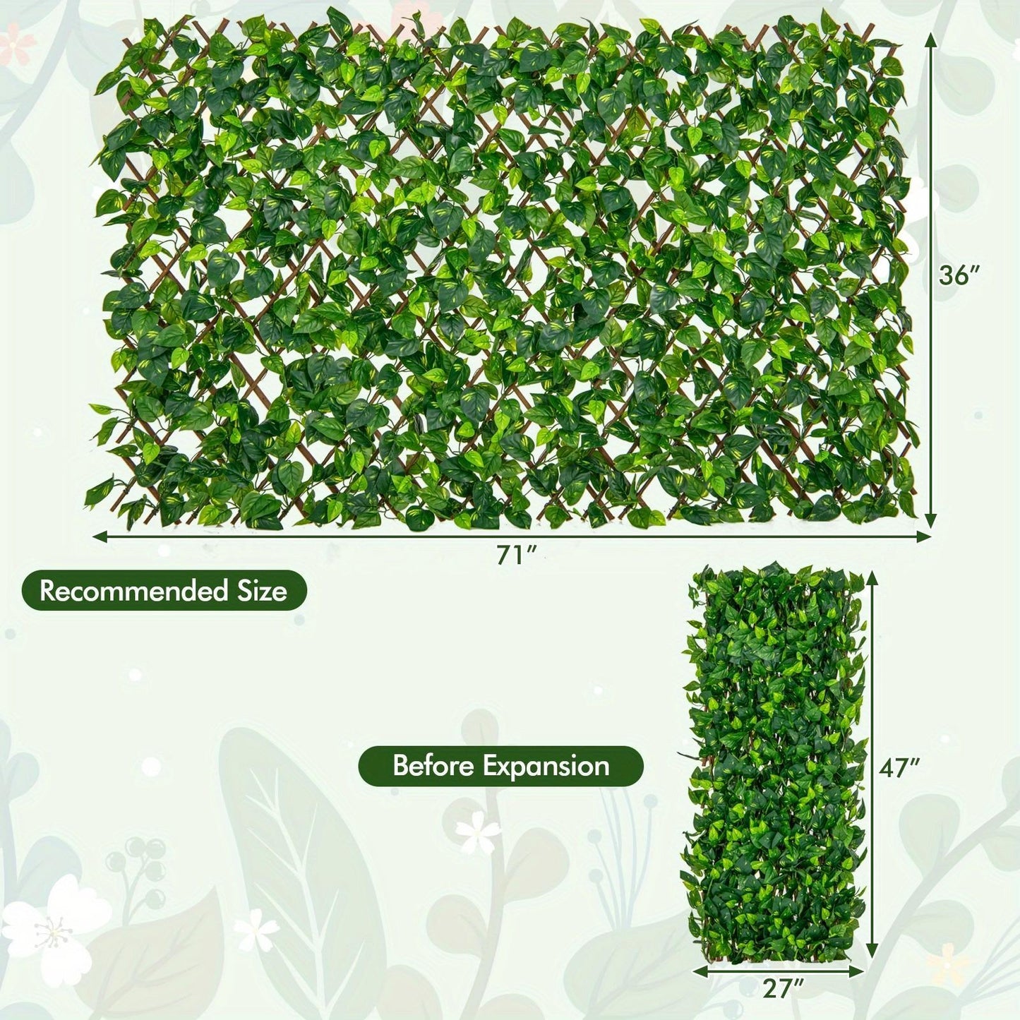 Expandable Fence Privacy Screen Decorative Faux Ivy Fencing Panel for Backdrop, Patio Partition, Balcony Screening, Naturallooking Screen, Lush Greenery Panel, Lightweight Privacy Wall, Durable Faux Plant Material, Artificial Hedge Panel
