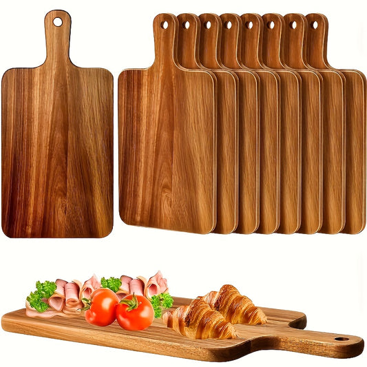 5/10/20pcs Acacia Wood Cutting Boards With Handles - 15.7" X 7.8" - Perfect For Pizza, Bread, Cheese, Charcuterie, Fruit & Vegetables