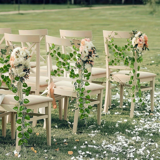Realistic Artificial Ivy Garland , Lush Green Vines with Dense Foliage, No Maintenance Decor for Wedding, Home, Party, Patio - Durable Plastic Ivy Garland, Party Embellishments, Natural Look Foliage, Easyhang Design, Wedding Decoration, Hanging Greenery