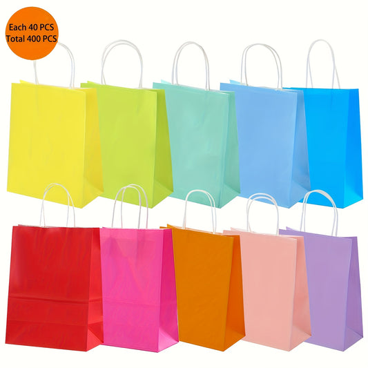 400/200pcs Small Gift Bags - Vibrant Party Favor Bags with Handles - 10 Colors, 5.2x3.3x8in, Bulk Goodie Bags for Birthday, Wedding, Graduation, Shopping And Party Supplies, Gift Bags