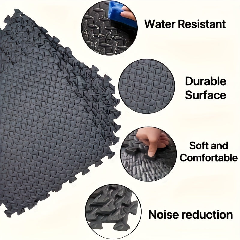 30pcs Durable EVA Foam Floor Tiles - Interlocking Waterproof Exercise Mat with Noise Reduction & Anti-Slip Diamond Pattern - Perfect for Home Gym, Easy Install & Clean