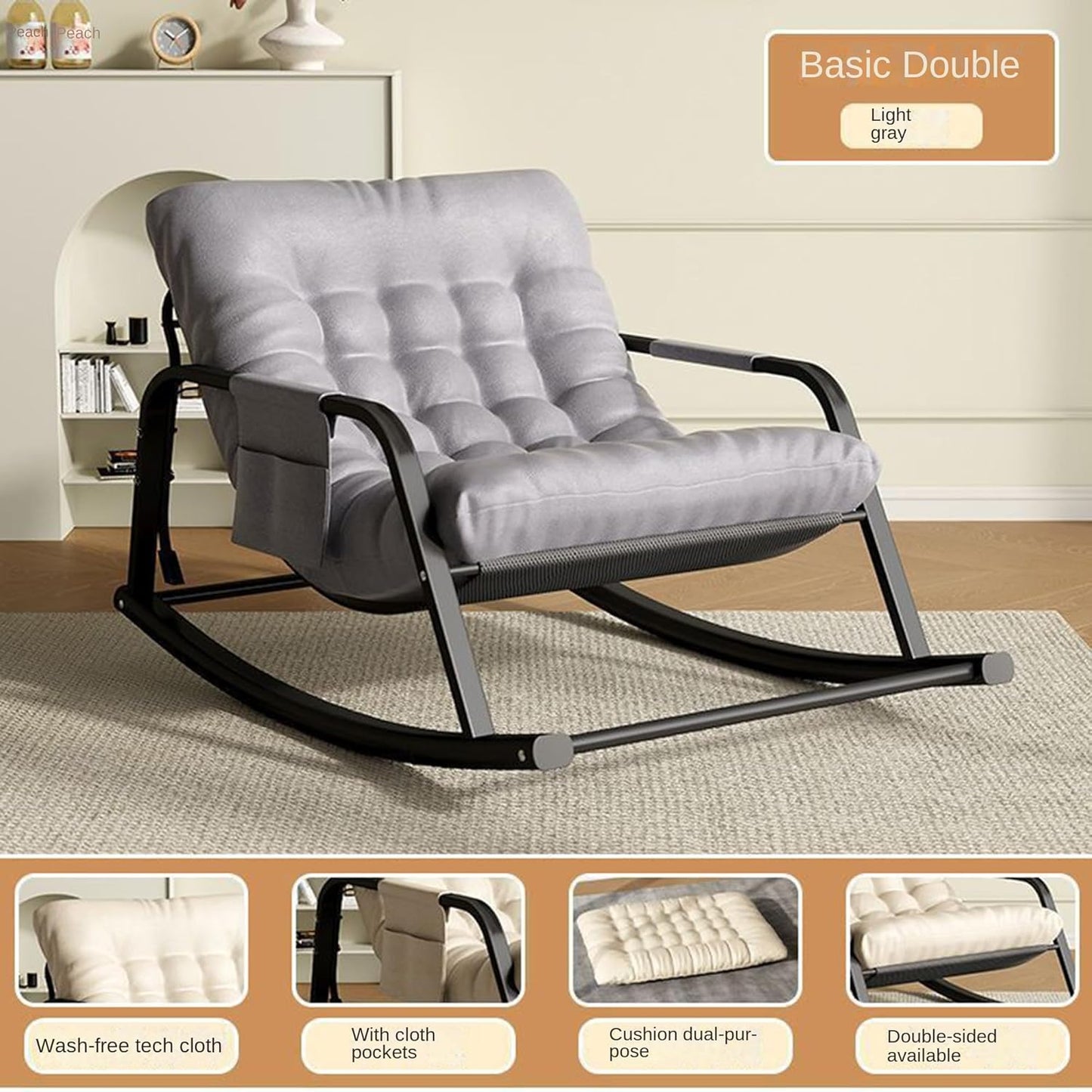 Large Outdoor Rocking Chair, Oversized Rocking Papasan Chair with Thick Cushion And Frame Outdoor Rocker, Comfy Chairs Lounge for Outside Porch Patio Backyard Balcony, Over Sized Rocking Chair, Outdoor Seating, Balcony Chair, Cozy Seating