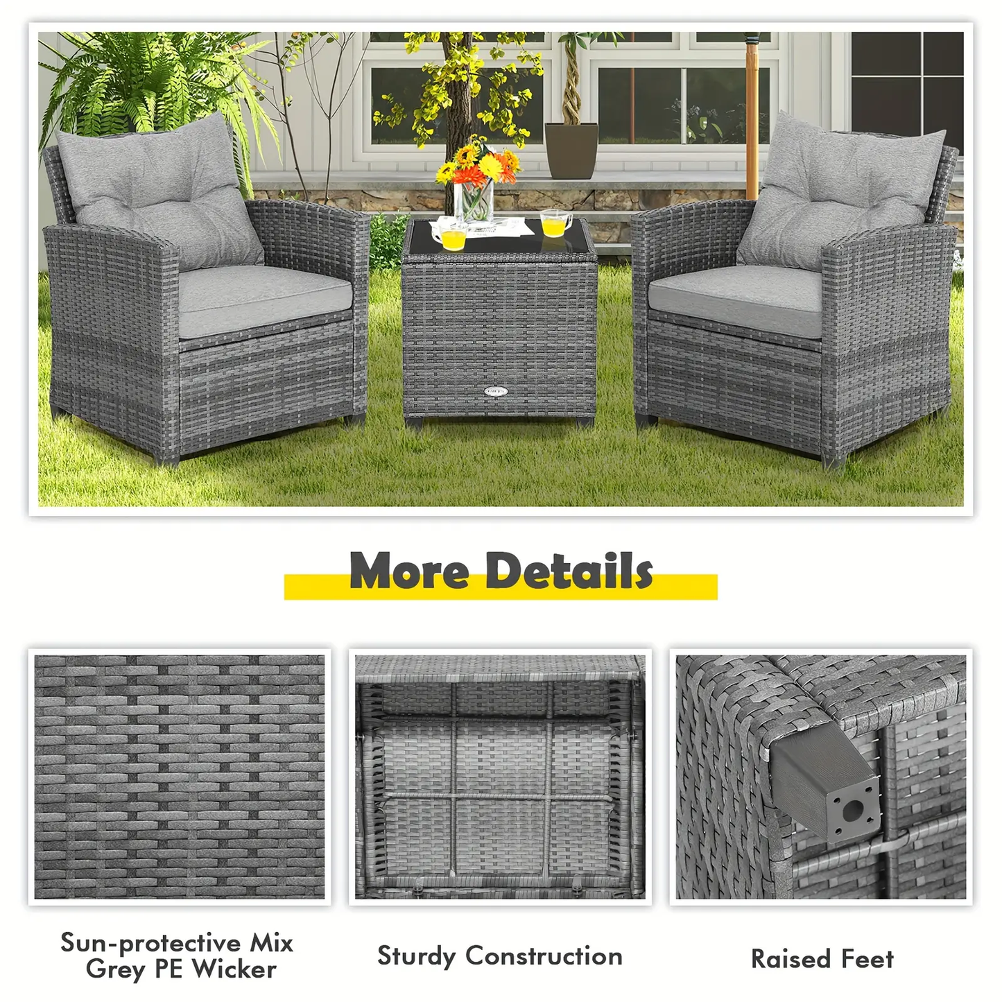 3 PCS Outdoor Patio Furniture Set
