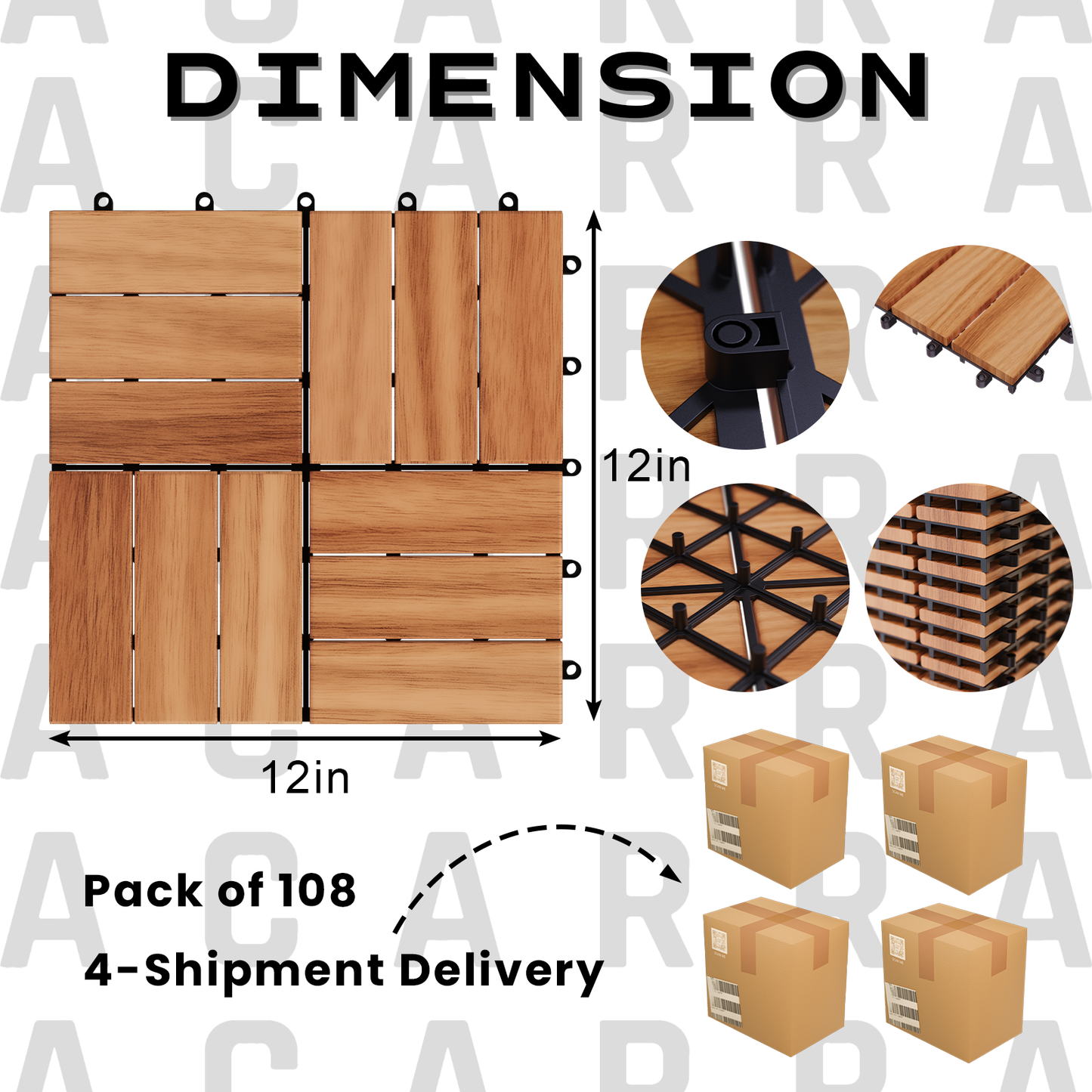 12Slats, Acacia Interlocking Deck Tiles