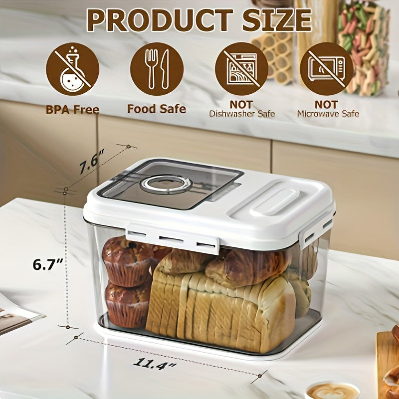 1.32 Gallon (5L) Airtight Bread Box with Flip-Top Lid - Transparent Window, Includes Measuring Cups