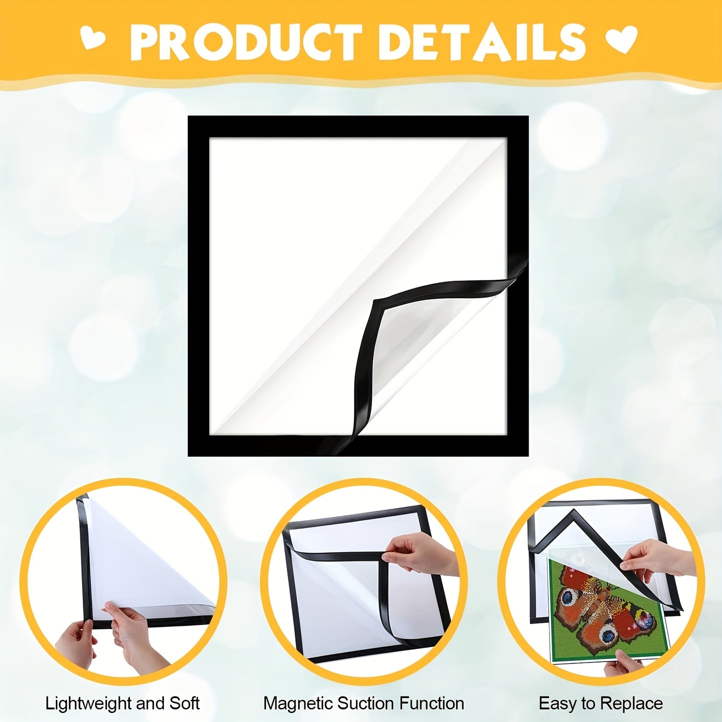 20/10pcs Magnetic Art Frame for Wall, Window, And Home Office- 12.0 X 12.0inch Photo Display with Self-Adhesive Backing