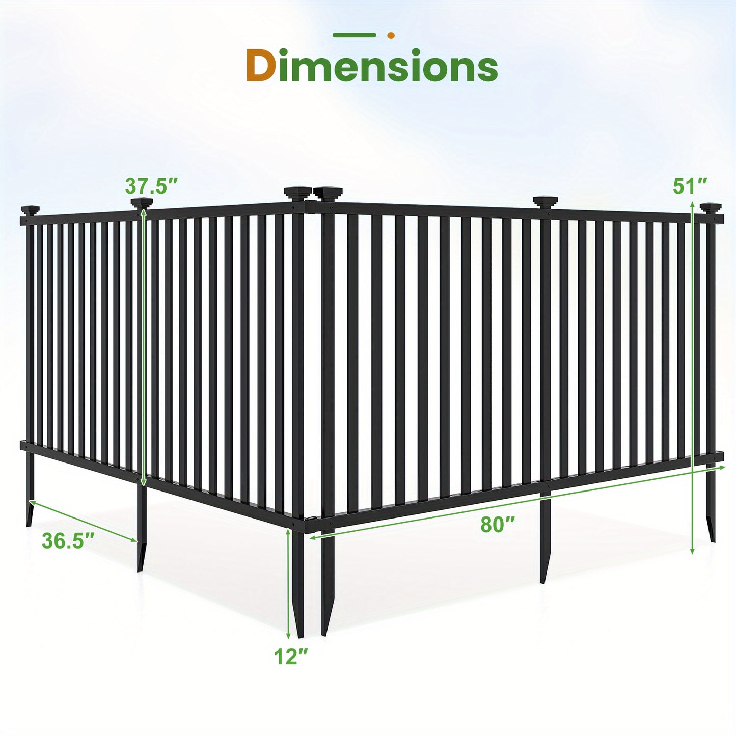 80"L x 51"H Patio Outdoor Fence Set of 2, PVC Picket Fence Panels, Decorative Privacy Screen Kit, Plastic Dog Fencing Pool Equipment Enclosure, Temporary Fence for Yard Pool Garden Yard