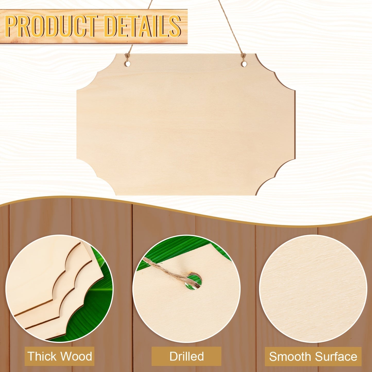 30/60pcs Unfinished Wood Sign Blank Wood Blanks for Crafts Wooden Plaque for Crafts Wood Hanging Sign Blank Rectangle Wooden Sign Wooden Slices Banners Ornament for DIY Painting Writing 9 X 5.91 Inch
