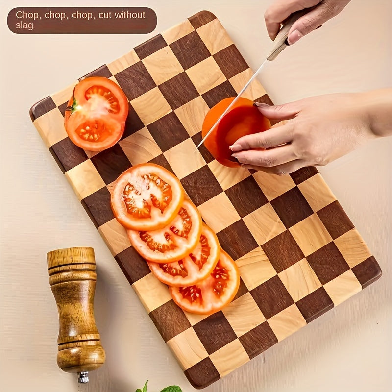Premium Oak Wood Cutting Board for Kitchen - Thick, Durable Butcher Block with Checkerboard Design, Ideal for Chopping Vegetables, Fruits, Steak, And Bread - Food Contact Safe, Multi-Purpose Board, Christmas Gift