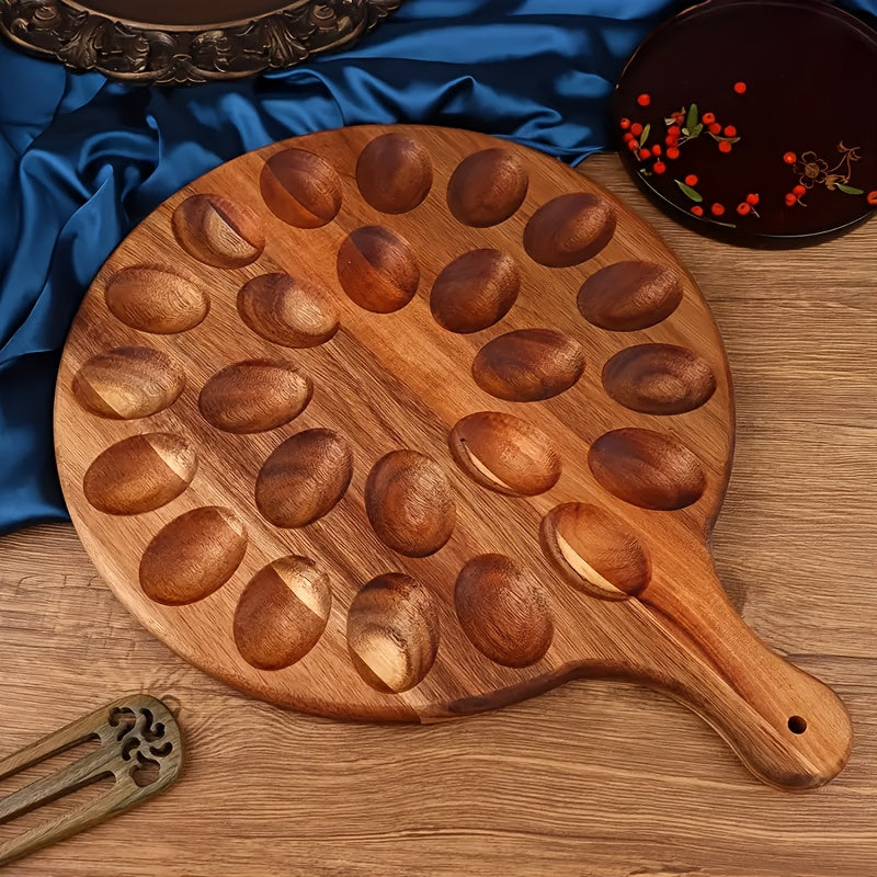 Acacia Wood And Bamboo Egg Platter: Premium 24-Hole Round Charcuterie Board For Artisanal Cheese, Gourmet Meats, And Elegant Deviled Eggs - A Must-Have For Every Kitchen And Dining Experience