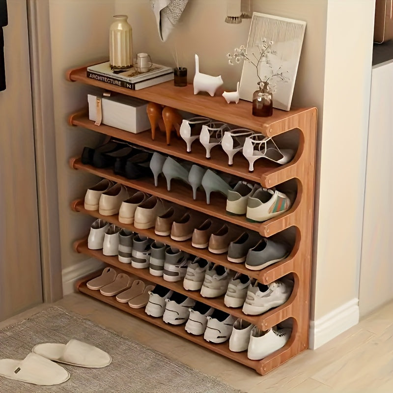 4/5/6-Tier Space-Saving Bamboo Shoe Rack | Freestanding Shoe Organizer With Natural Wood Grain Finish | Multi-Level Entryway Storage For Apartments, Dorms & Closets | Easy Tool-Free Assembly & Modern Farmhouse Style